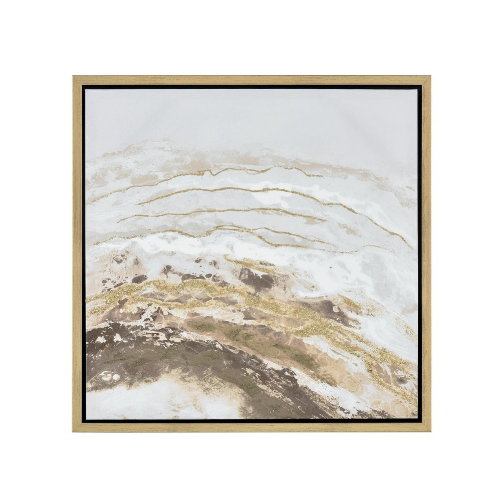 Atlas Jenkins Framed Wall Art - Elegant Ivory and Gold Abstract Design for Chic Home and Office Decor WA11067-01