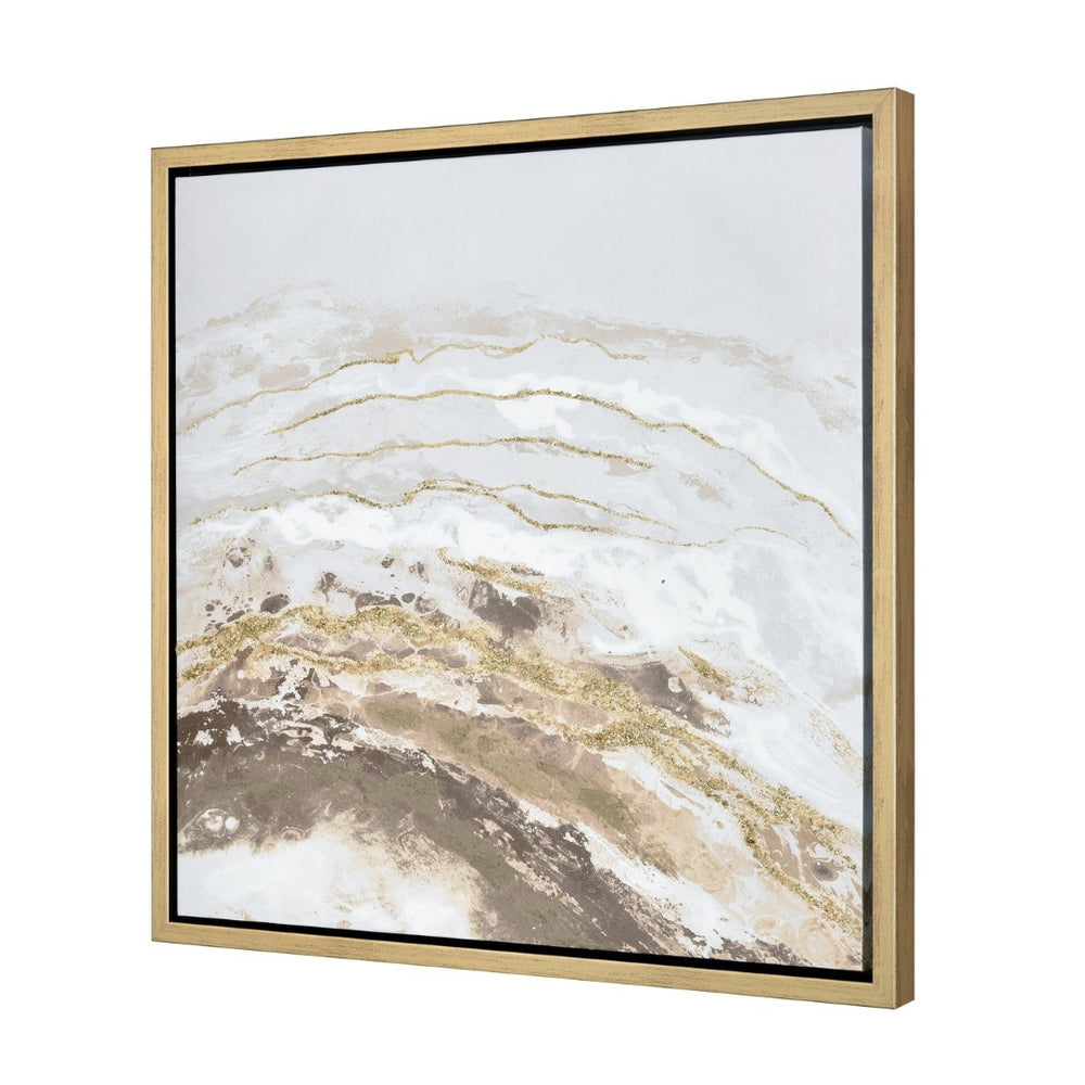 Atlas Jenkins Framed Wall Art - Elegant Ivory and Gold Abstract Design for Chic Home and Office Decor WA11067-01
