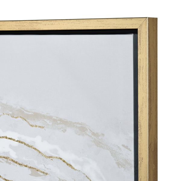 Atlas Jenkins Framed Wall Art - Elegant Ivory and Gold Abstract Design for Chic Home and Office Decor WA11067-01