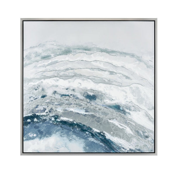 Atlas Jenkins Modern Abstract Wall Art - Coastal-Inspired Off White with Blue Tones, Ready to Hang Decor WA11067-02