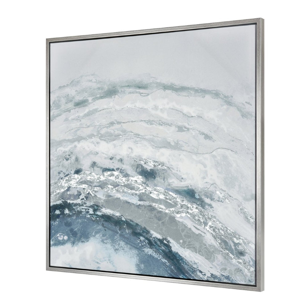 Atlas Jenkins Modern Abstract Wall Art - Coastal-Inspired Off White with Blue Tones, Ready to Hang Decor WA11067-02