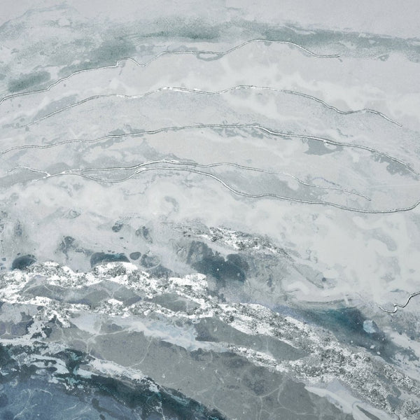 Atlas Jenkins Modern Abstract Wall Art - Coastal-Inspired Off White with Blue Tones, Ready to Hang Decor WA11067-02