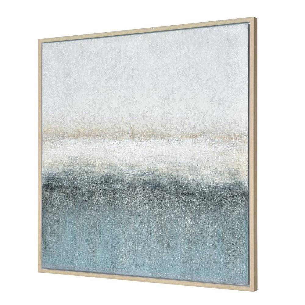 Atlas Jenks Bay Framed Wall Art - Elegant Abstract Coastal Landscape with Gold Frame for Modern Homes WA11068-01