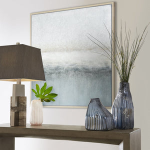 Atlas Jenks Bay Framed Wall Art - Elegant Abstract Coastal Landscape with Gold Frame for Modern Homes WA11068-01