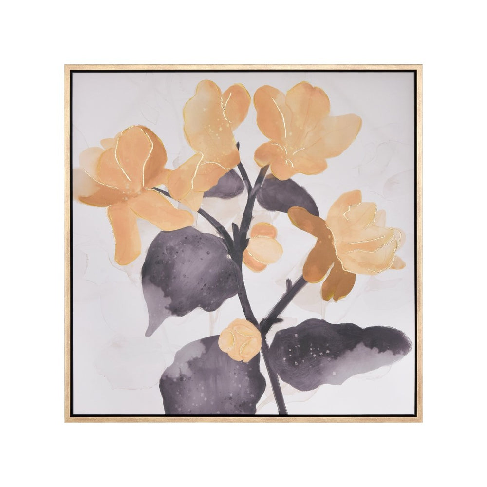 Atlas Jessamine Framed Wall Art - Softly Abstract Floral Design with Gold Leaf Accents for Elegant Spaces WA11069-01