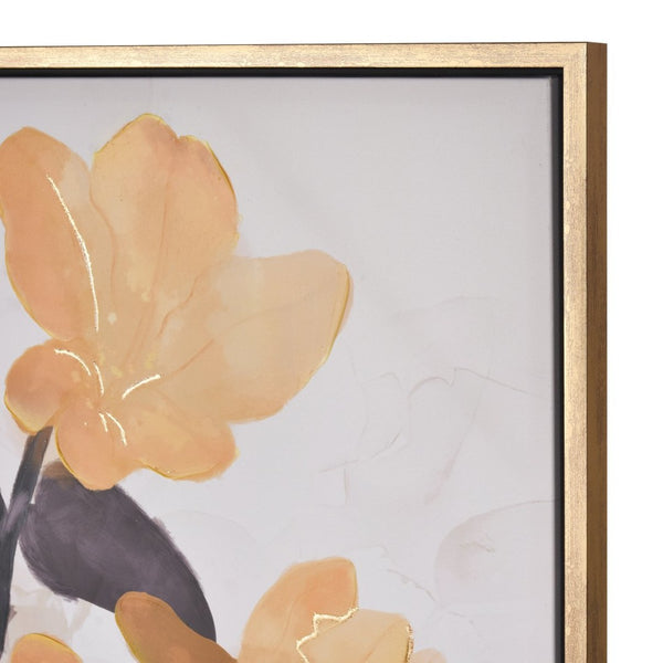 Atlas Jessamine Framed Wall Art - Softly Abstract Floral Design with Gold Leaf Accents for Elegant Spaces WA11069-01