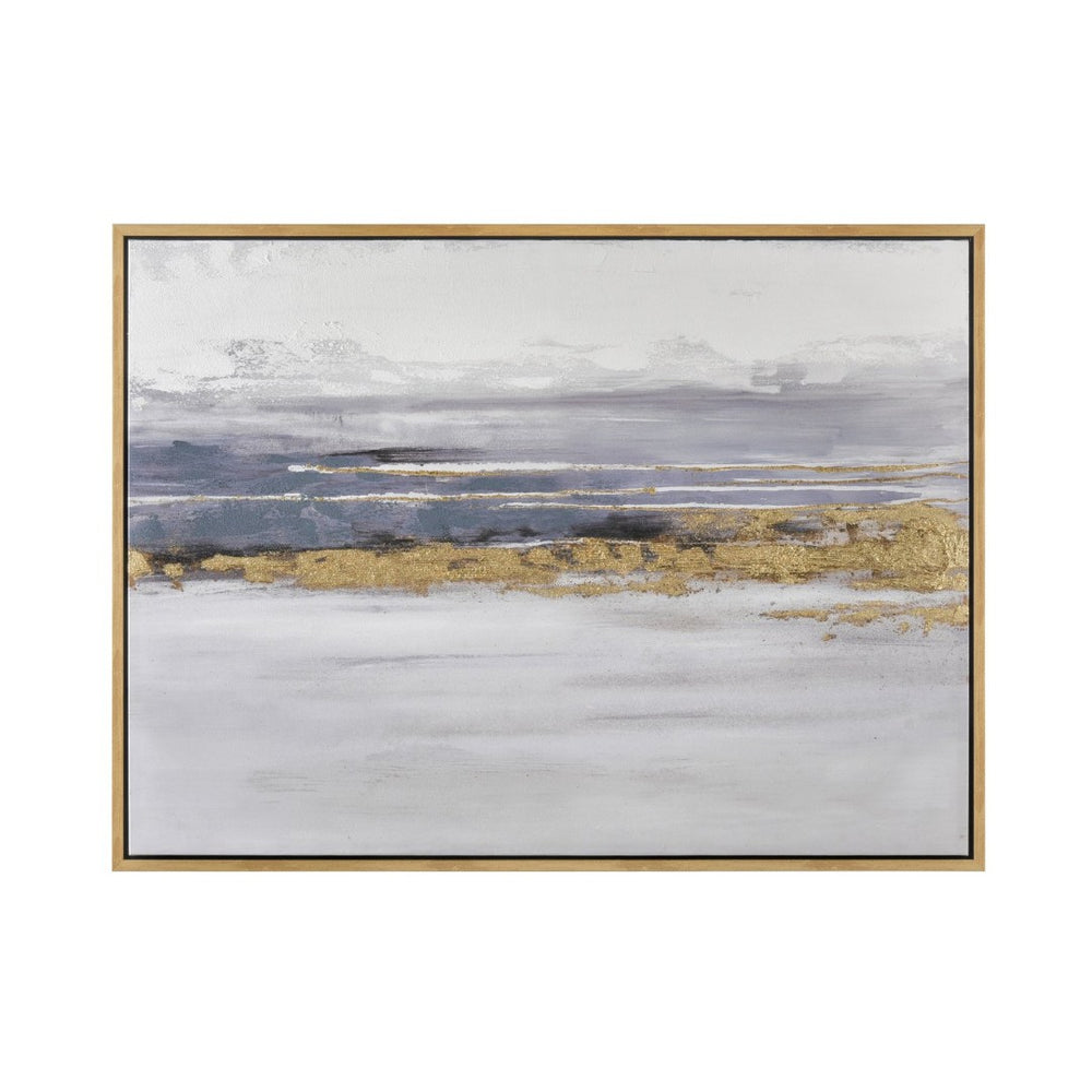 Atlas Jones Sound Framed Wall Art - Modern Abstract Ocean-Inspired Decor with Gold Accents, Ready to Hang WA11070-01
