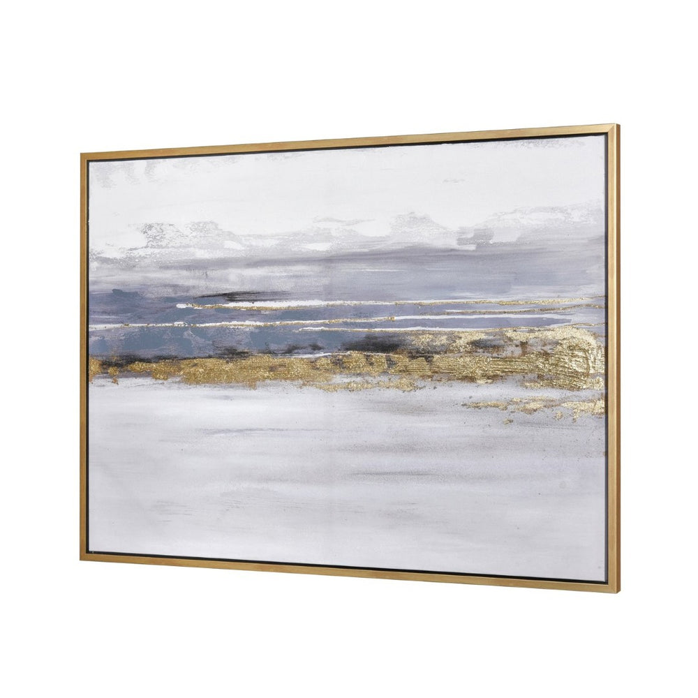 Atlas Jones Sound Framed Wall Art - Modern Abstract Ocean-Inspired Decor with Gold Accents, Ready to Hang WA11070-01