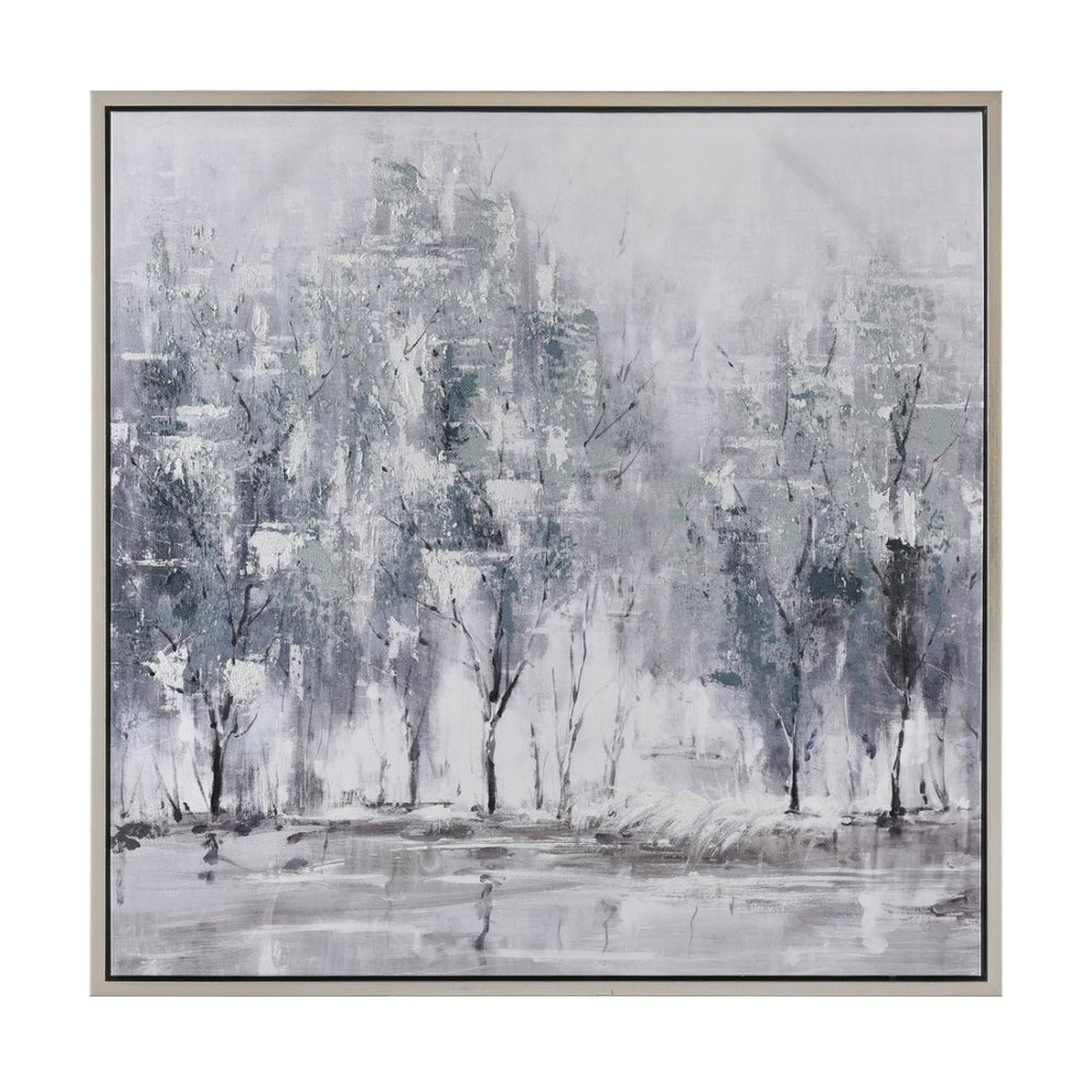 Atlas Kearns Forest Framed Wall Art - Contemporary Abstract Canvas with Silver Frame for Modern Spaces WA11072-01
