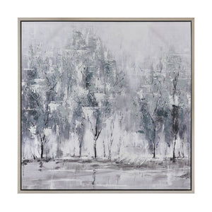 Atlas Kearns Forest Framed Wall Art - Contemporary Abstract Canvas with Silver Frame for Modern Spaces WA11072-01