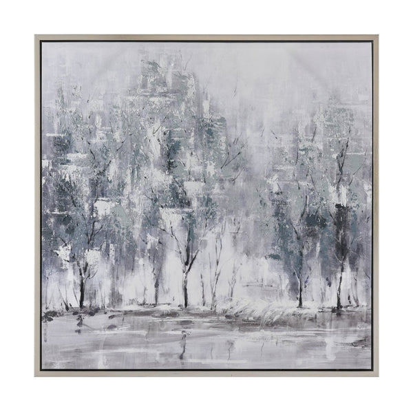 Atlas Kearns Forest Framed Wall Art - Contemporary Abstract Canvas with Silver Frame for Modern Spaces WA11072-01