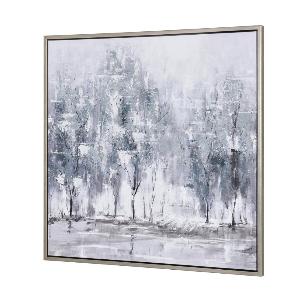 Atlas Kearns Forest Framed Wall Art - Contemporary Abstract Canvas with Silver Frame for Modern Spaces WA11072-01