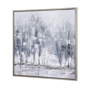 Atlas Kearns Forest Framed Wall Art - Contemporary Abstract Canvas with Silver Frame for Modern Spaces WA11072-01
