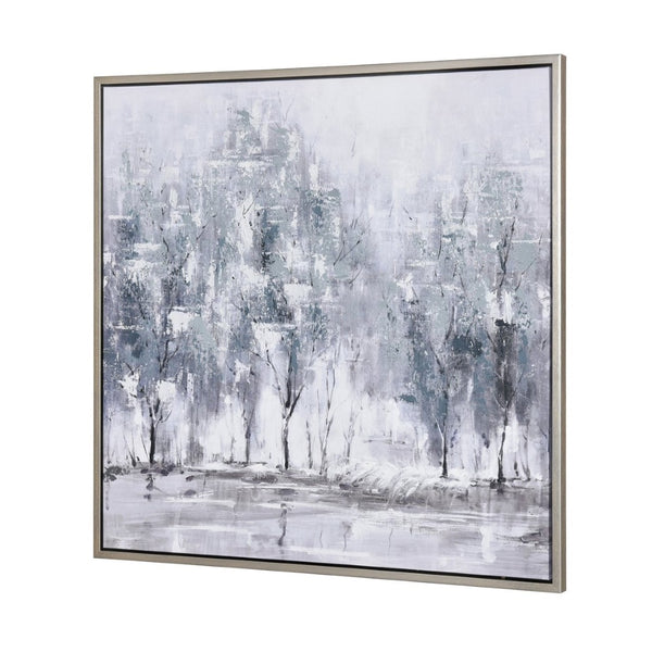 Atlas Kearns Forest Framed Wall Art - Contemporary Abstract Canvas with Silver Frame for Modern Spaces WA11072-01