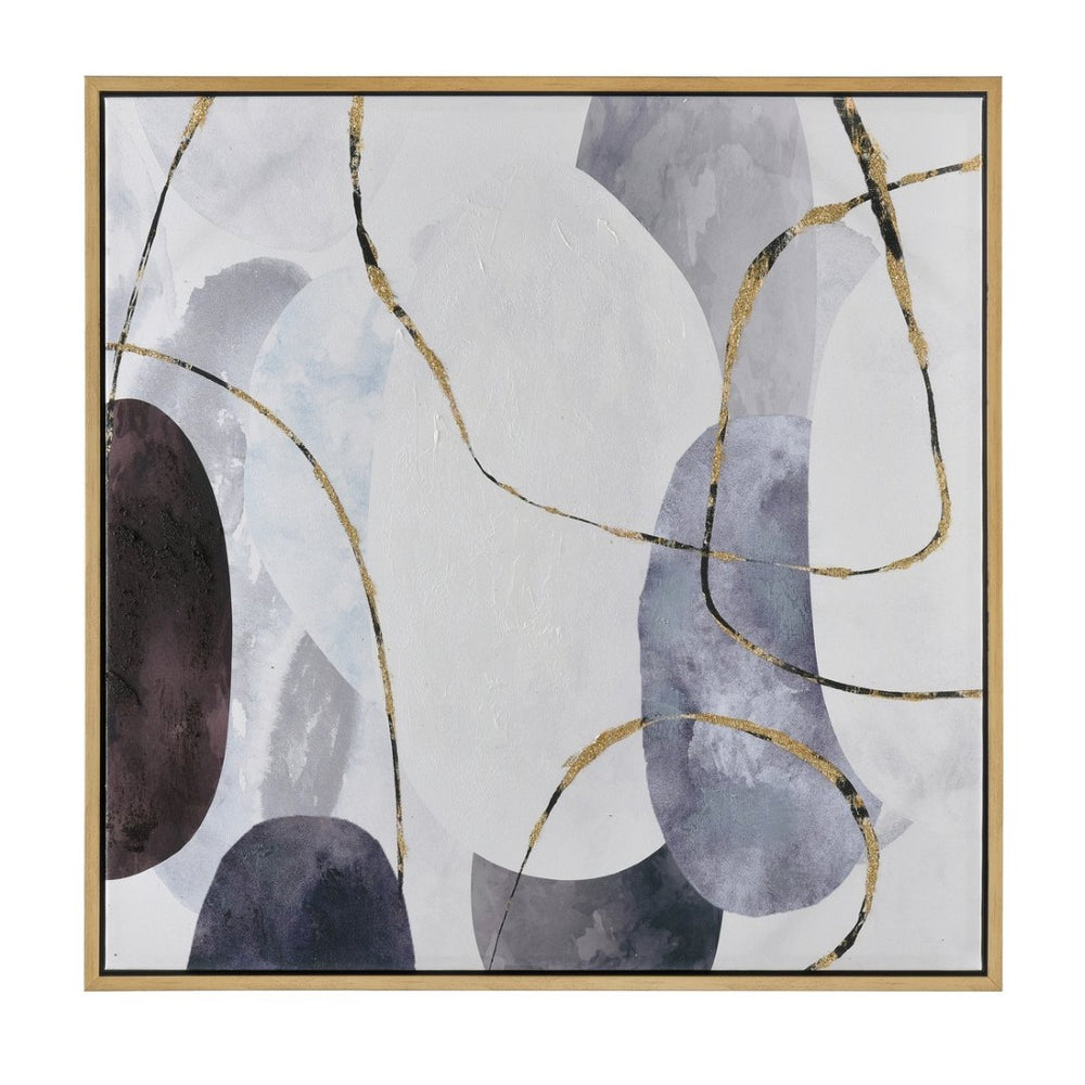 Atlas Kenner Framed Wall Art - Modern Geometric Design with Serene Blues & Gold Accents for Stylish Spaces WA11073-01