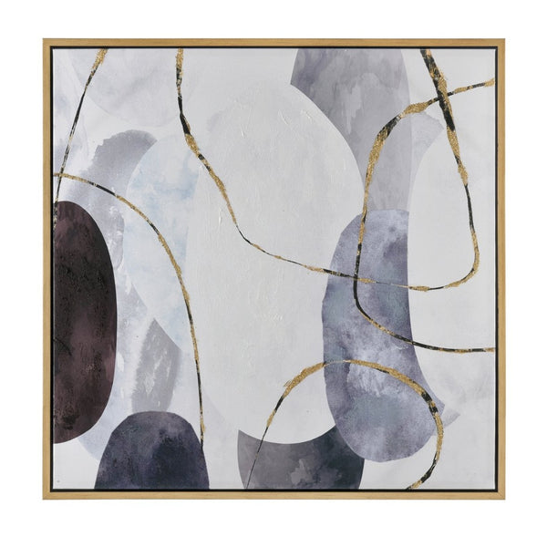 Atlas Kenner Framed Wall Art - Modern Geometric Design with Serene Blues & Gold Accents for Stylish Spaces WA11073-01