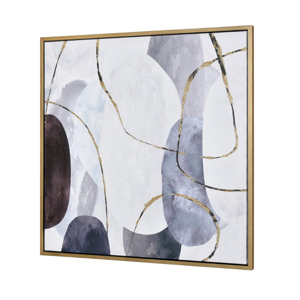 Atlas Kenner Framed Wall Art - Modern Geometric Design with Serene Blues & Gold Accents for Stylish Spaces WA11073-01
