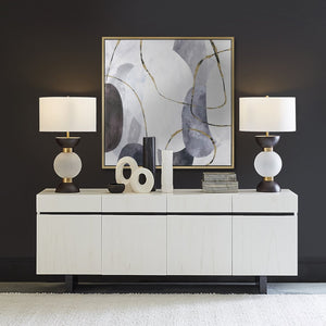 Atlas Kenner Framed Wall Art - Modern Geometric Design with Serene Blues & Gold Accents for Stylish Spaces WA11073-01