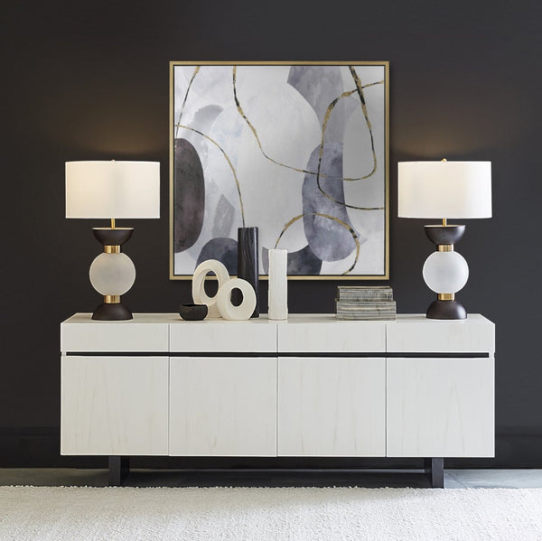Atlas Kenner Framed Wall Art - Modern Geometric Design with Serene Blues & Gold Accents for Stylish Spaces WA11073-01