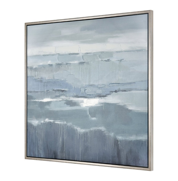 Atlas Kinley Framed Wall Art – Abstract Blue Composition for Modern Decor, Ready to Hang, 39.25" Square WA11076-01