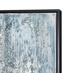 Atlas Lasting Oversized Abstract Wall Art Set of 3 - Hand-Painted Coastal Panels with Silver Accents WA11078-01S