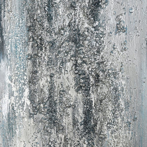 Atlas Lasting Oversized Abstract Wall Art Set of 3 - Hand-Painted Coastal Panels with Silver Accents WA11078-01S