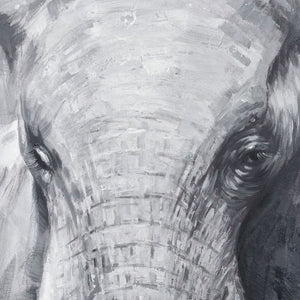 Atlas Legendary African Elephant Wall Art - Hand-Painted Acrylic on Canvas in Elegant Silver Frame, 39.5" WA11081-01