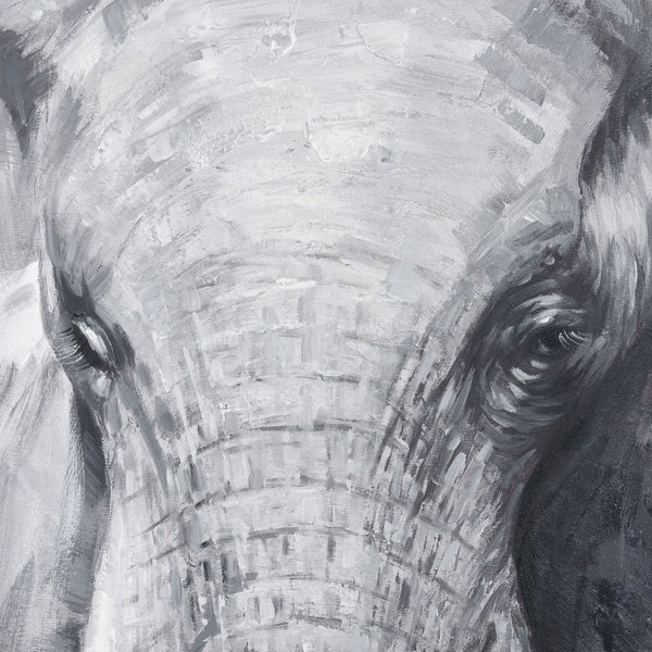 Atlas Legendary African Elephant Wall Art - Hand-Painted Acrylic on Canvas in Elegant Silver Frame, 39.5" WA11081-01