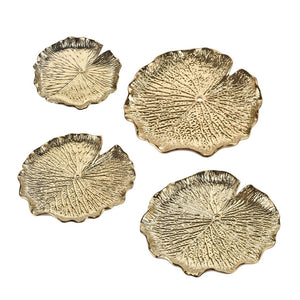 Atlas Lilypad Dimensional Wall Art for Elegant Home Décor – Versatile Metallic Sculptures for Any Space Set of 4 Gold WA11082-01S