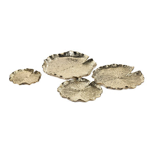 Atlas Lilypad Dimensional Wall Art for Elegant Home Décor – Versatile Metallic Sculptures for Any Space Set of 4 Gold WA11082-01S