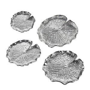 Atlas Lilypad Dimensional Wall Art for Elegant Home Décor – Versatile Metallic Sculptures for Any Space Set of 4 Silver WA11082-02S