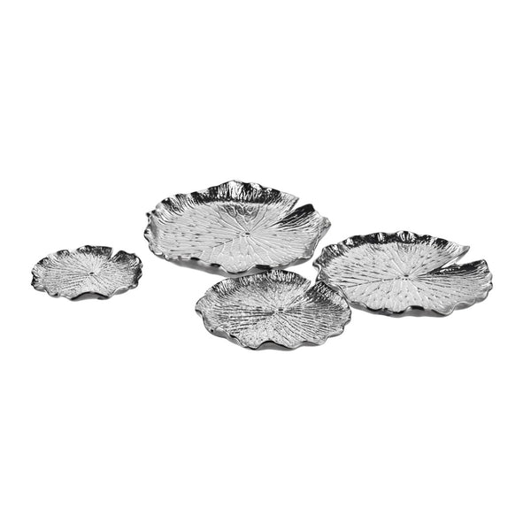 Atlas Lilypad Dimensional Wall Art for Elegant Home Décor – Versatile Metallic Sculptures for Any Space Set of 4 Silver WA11082-02S
