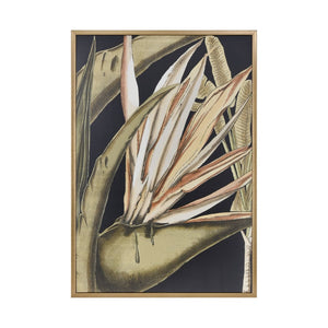 Atlas Lush Framed Botanical Wall Art - Vibrant Green Bird of Paradise on Black, Modern Home Decor Piece WA11087-01