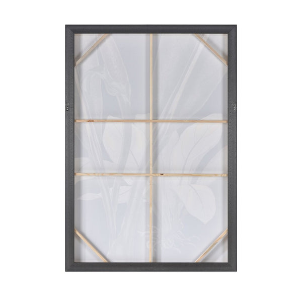 Atlas Lush Framed Wall Art - Tropical Botanical Elegance with Bold Green Leaves & Dramatic Black Backdrop WA11087-02