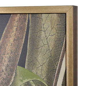 Atlas Lush Framed Wall Art - Tropical Botanical Elegance with Bold Green Leaves & Dramatic Black Backdrop WA11087-02