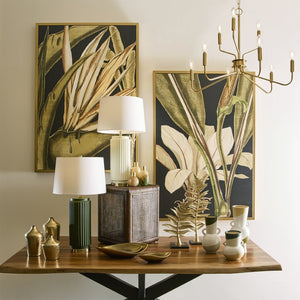 Atlas Lush Framed Wall Art - Tropical Botanical Elegance with Bold Green Leaves & Dramatic Black Backdrop WA11087-02