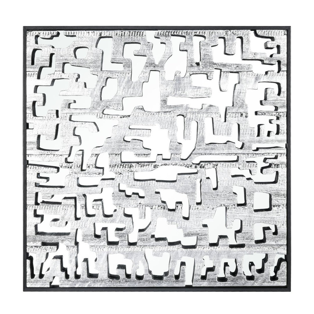 Atlas Mapped Dimensional Wall Art - Sculptural Silver Mirror with Geometric Elegance for Modern Spaces WA11088-01