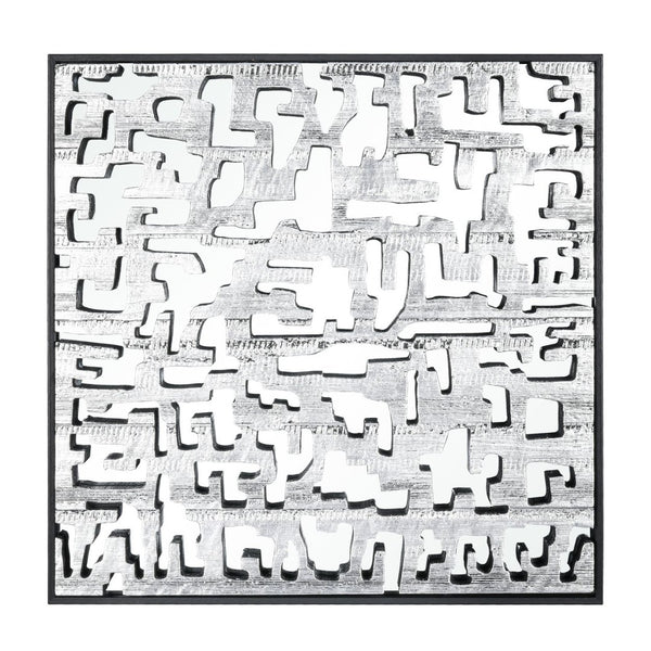 Atlas Mapped Dimensional Wall Art - Sculptural Silver Mirror with Geometric Elegance for Modern Spaces WA11088-01