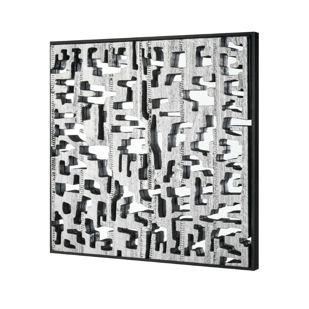 Atlas Mapped Dimensional Wall Art - Sculptural Silver Mirror with Geometric Elegance for Modern Spaces WA11088-01