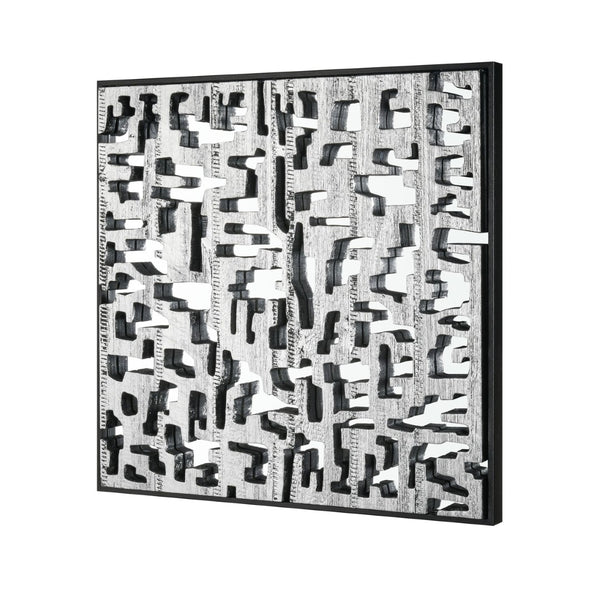 Atlas Mapped Dimensional Wall Art - Sculptural Silver Mirror with Geometric Elegance for Modern Spaces WA11088-01