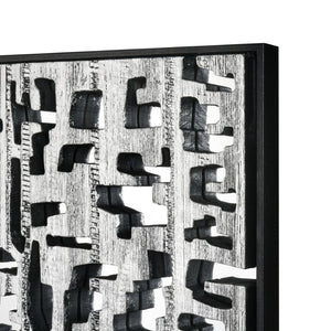 Atlas Mapped Dimensional Wall Art - Sculptural Silver Mirror with Geometric Elegance for Modern Spaces WA11088-01