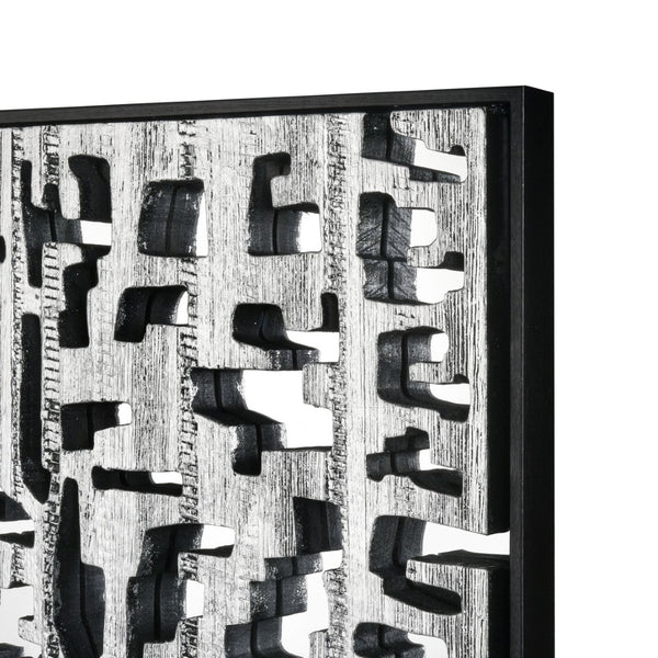 Atlas Mapped Dimensional Wall Art - Sculptural Silver Mirror with Geometric Elegance for Modern Spaces WA11088-01
