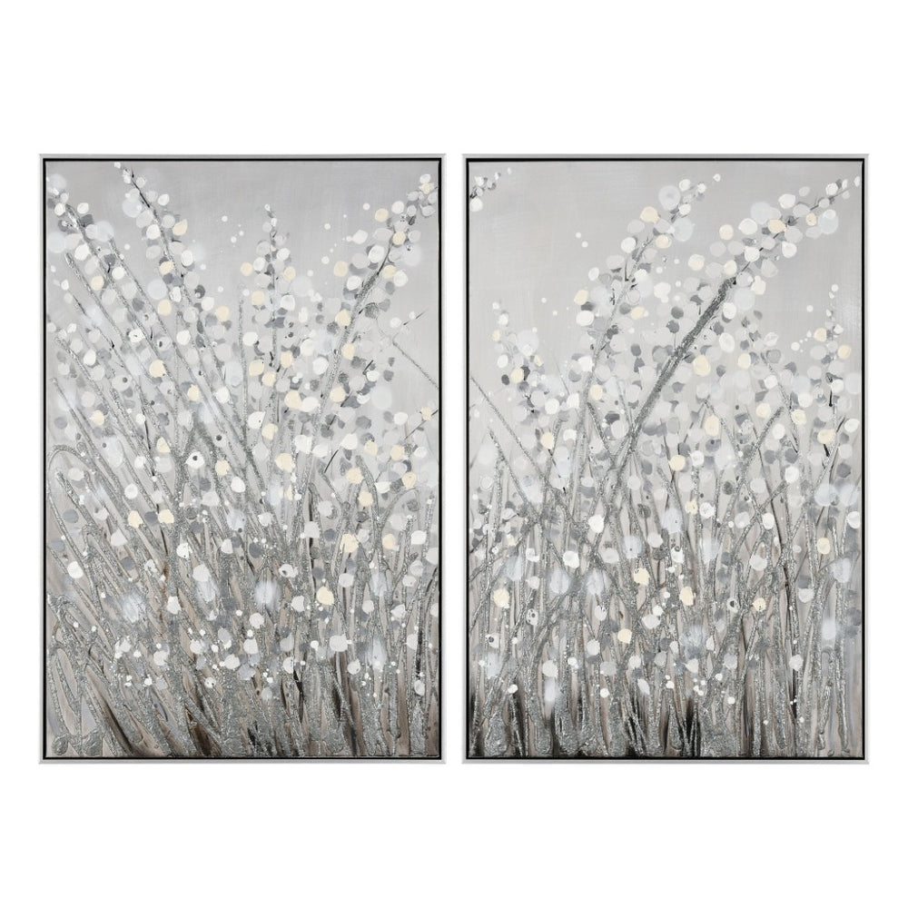 Atlas Meadow Framed Wall Art Set of 2 - Hand-Painted Acrylic Bloom Decor for Modern Living Spaces WA11089-01S