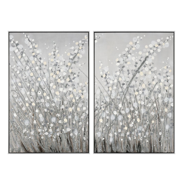 Atlas Meadow Framed Wall Art Set of 2 - Hand-Painted Acrylic Bloom Decor for Modern Living Spaces WA11089-01S
