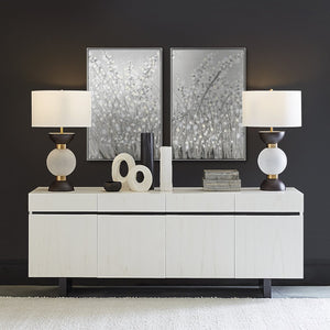 Atlas Meadow Framed Wall Art Set of 2 - Hand-Painted Acrylic Bloom Decor for Modern Living Spaces WA11089-01S
