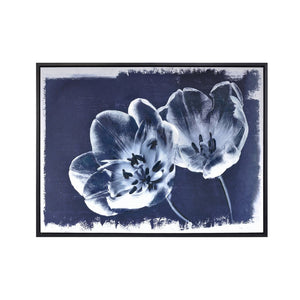 Atlas Meru Framed Wall Art - Modern Indigo Poppies, Hand-Painted Botanical Elegance for Any Space WA11090-01
