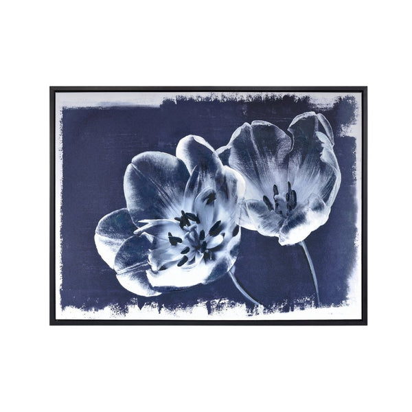 Atlas Meru Framed Wall Art - Modern Indigo Poppies, Hand-Painted Botanical Elegance for Any Space WA11090-01