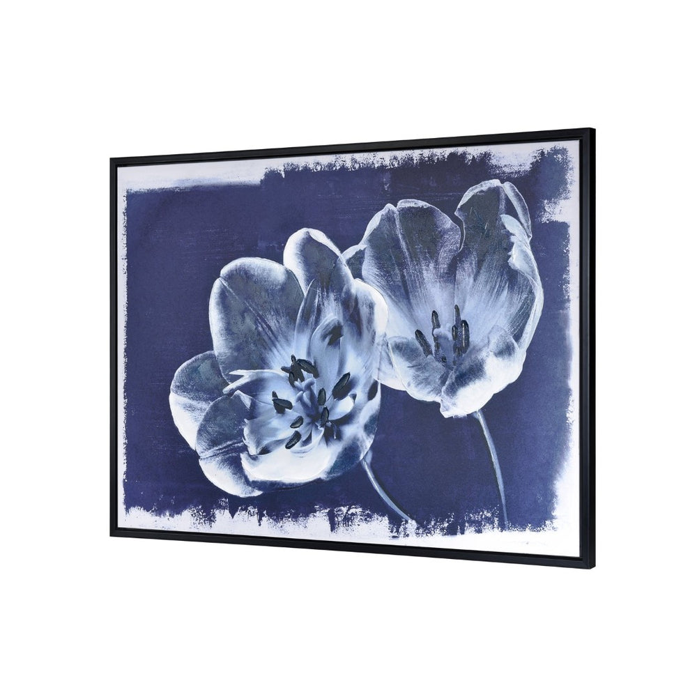 Atlas Meru Framed Wall Art - Modern Indigo Poppies, Hand-Painted Botanical Elegance for Any Space WA11090-01