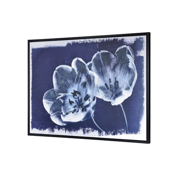 Atlas Meru Framed Wall Art - Modern Indigo Poppies, Hand-Painted Botanical Elegance for Any Space WA11090-01