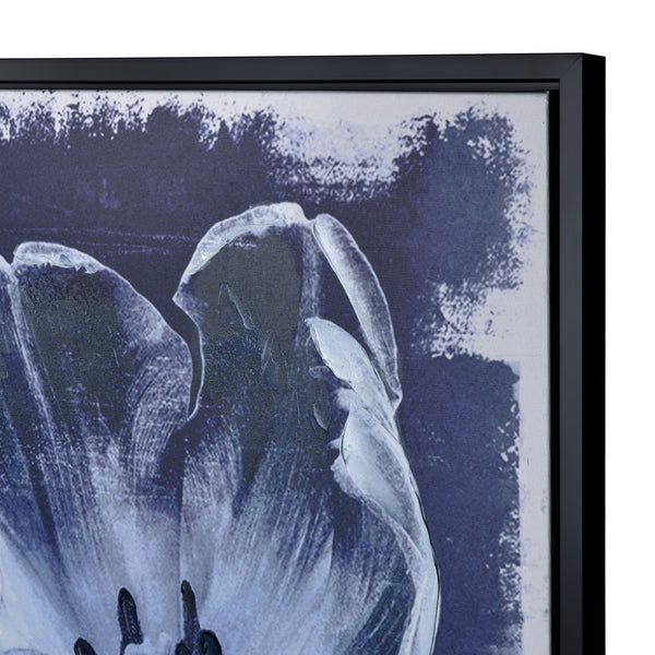 Atlas Meru Framed Wall Art - Modern Indigo Poppies, Hand-Painted Botanical Elegance for Any Space WA11090-01